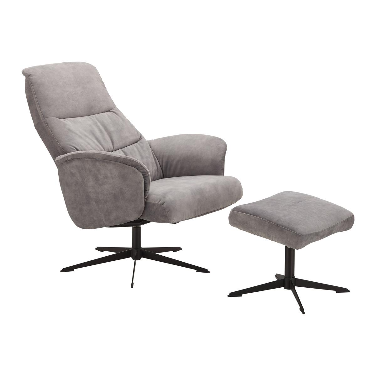 Hocker York in Grau - Grau, Modern, Textil (52/44/42cm) - Mömax
