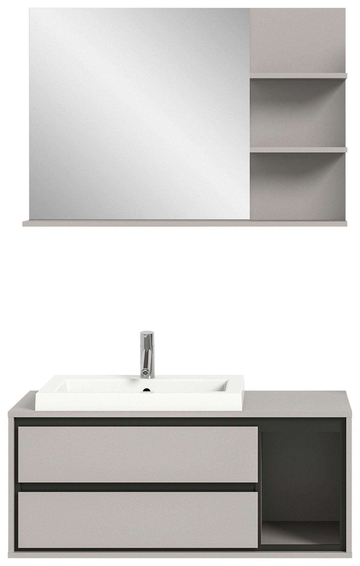 LUSTRO ŚCIENNE JARU - szary, Modern, materiał drewnopochodny (100/69/16cm) - MID.YOU