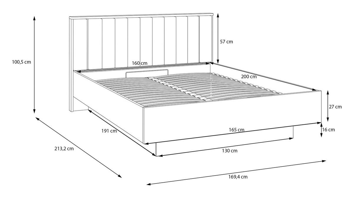 Krevet Seravel - boje hrasta/boje pijeska, Konvencionalno, drvni materijal/tekstil (160/200cm) - Modern Living