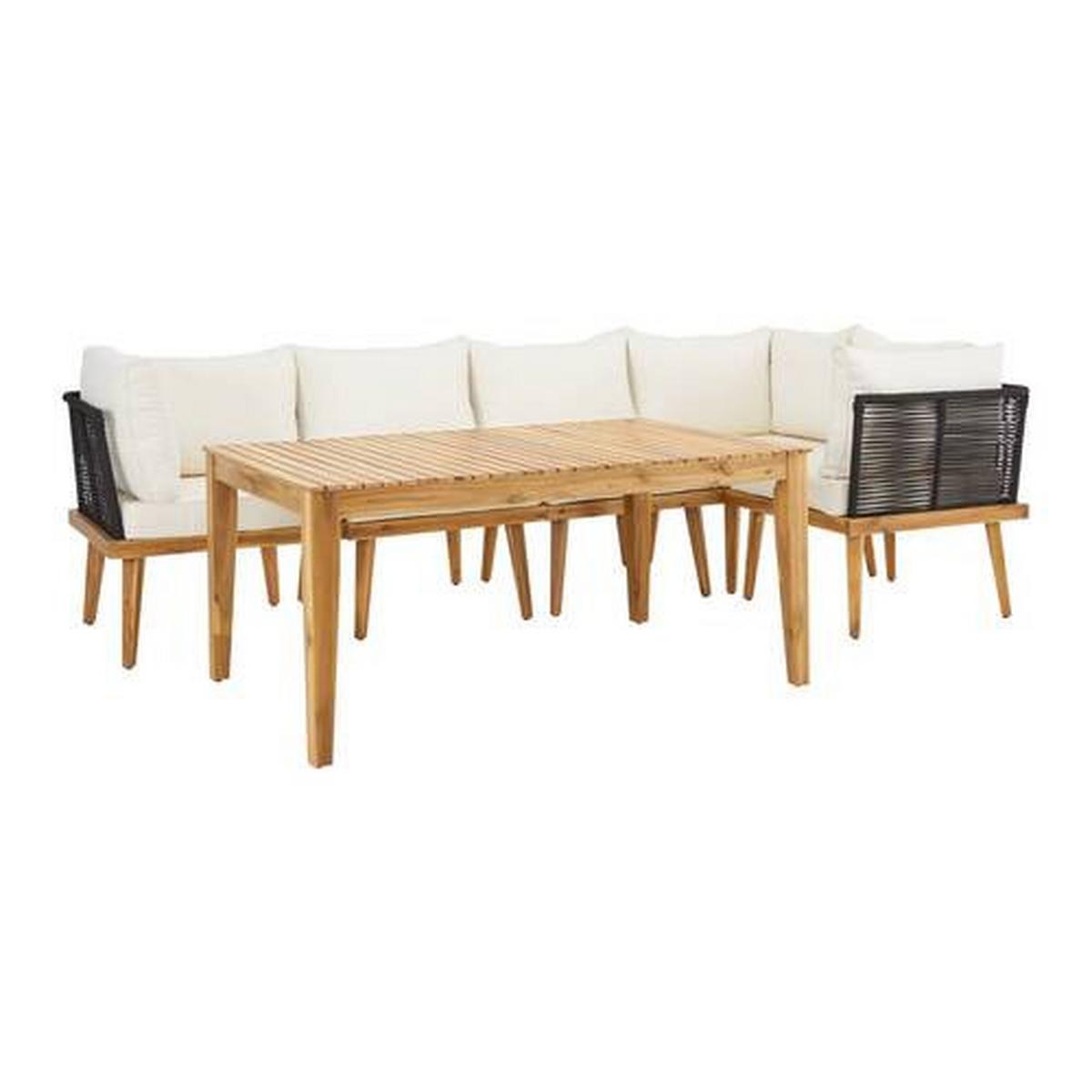 Lounge Garnitura Linnea, Bela, Akacija - črna/naravne barve, Moderno, kovina/umetna masa (199/199cm)