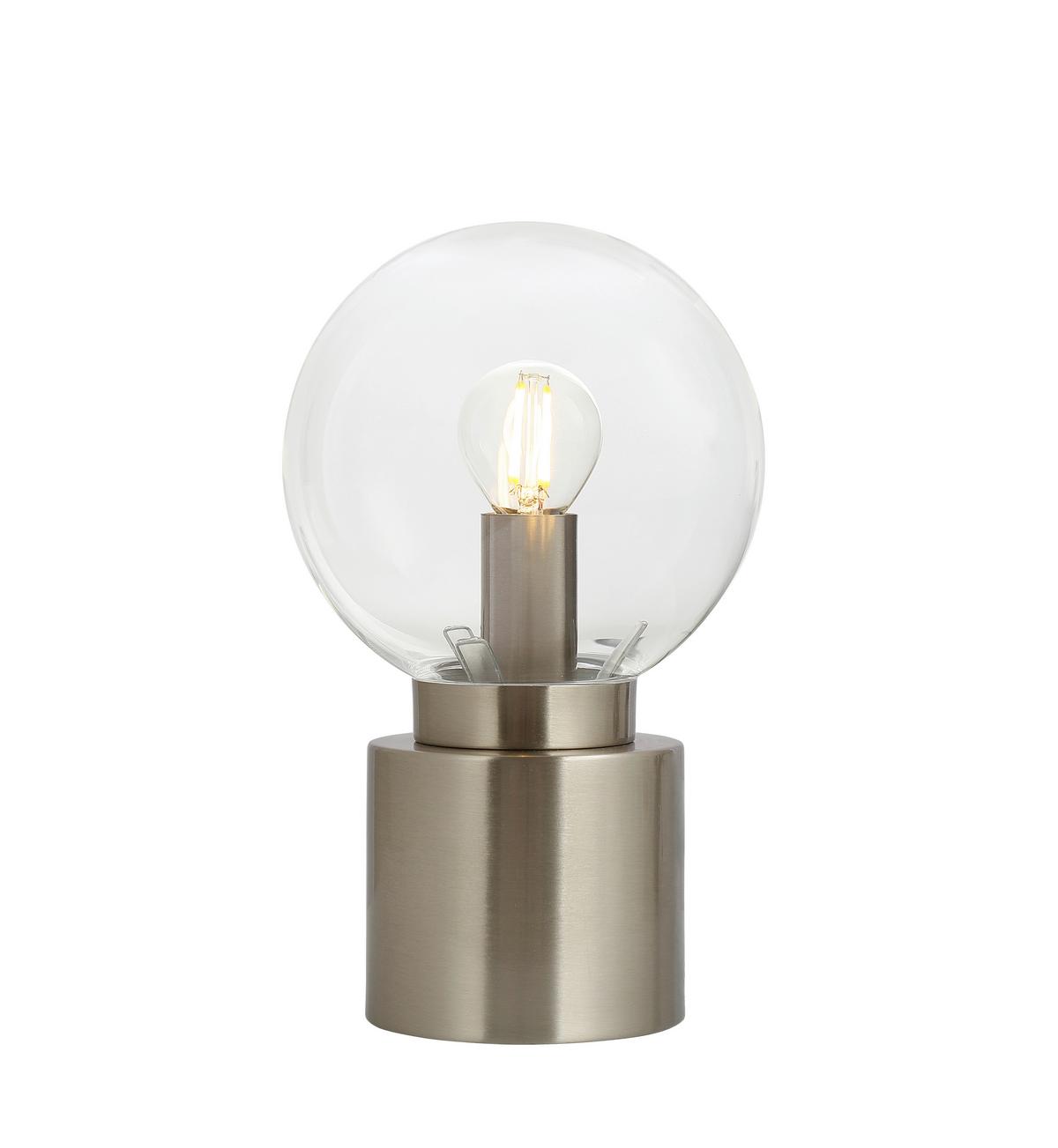 Tischleuchte Marka in Nickelfarben max. 25 Watt - Opal/Nickelfarben, Design, Glas/Metall (15/24,5cm) - Globo