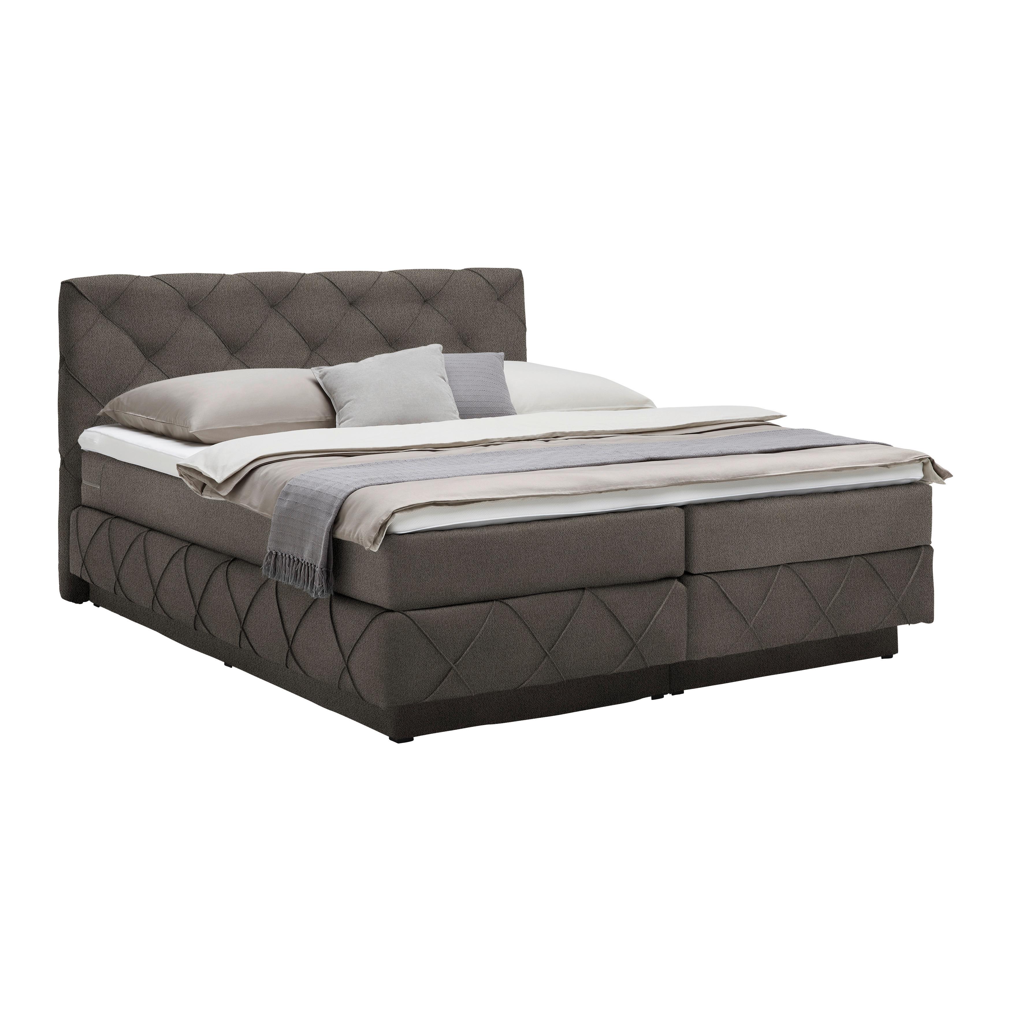 Boxspringbett Cordoba Dunkelbraun ca. 180x200cm - Dunkelbraun/Schwarz, KONVENTIONELL, Holz/Holzwerkstoff (180/200cm) - Premium Living