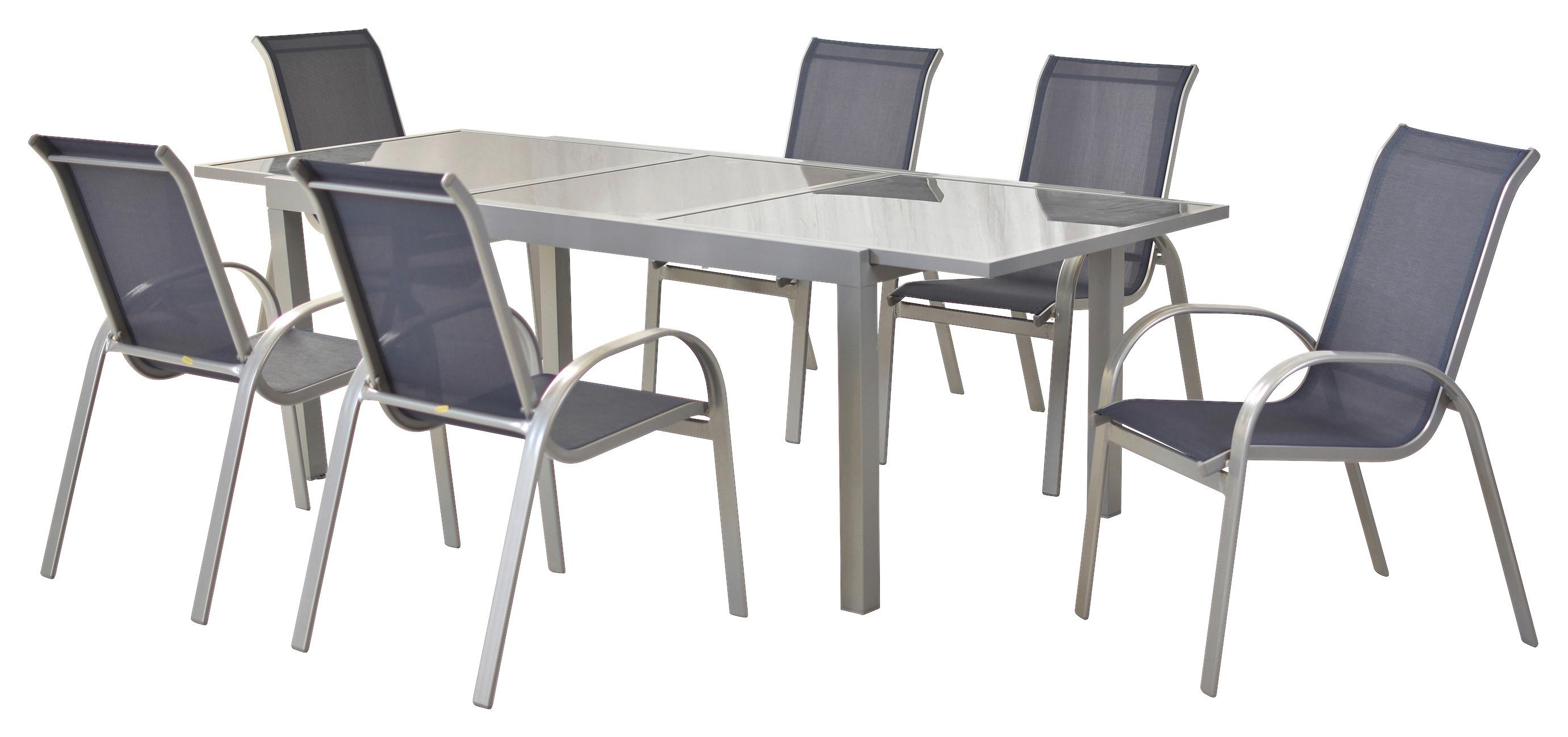 GARTENSET AMALFI - Blau/Silberfarben, MODERN, Textil/Metall - Gardenson
