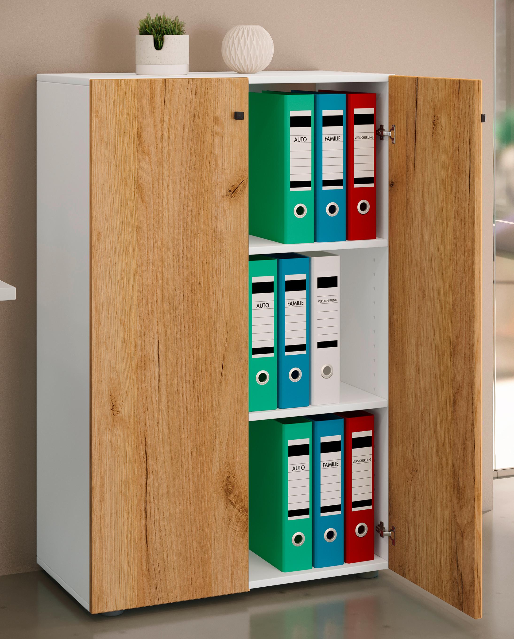 AKTENSCHRANK LONA XL - Honigeiche/Weiss, Design, Holzwerkstoff (70/110/39cm) - MID.YOU
