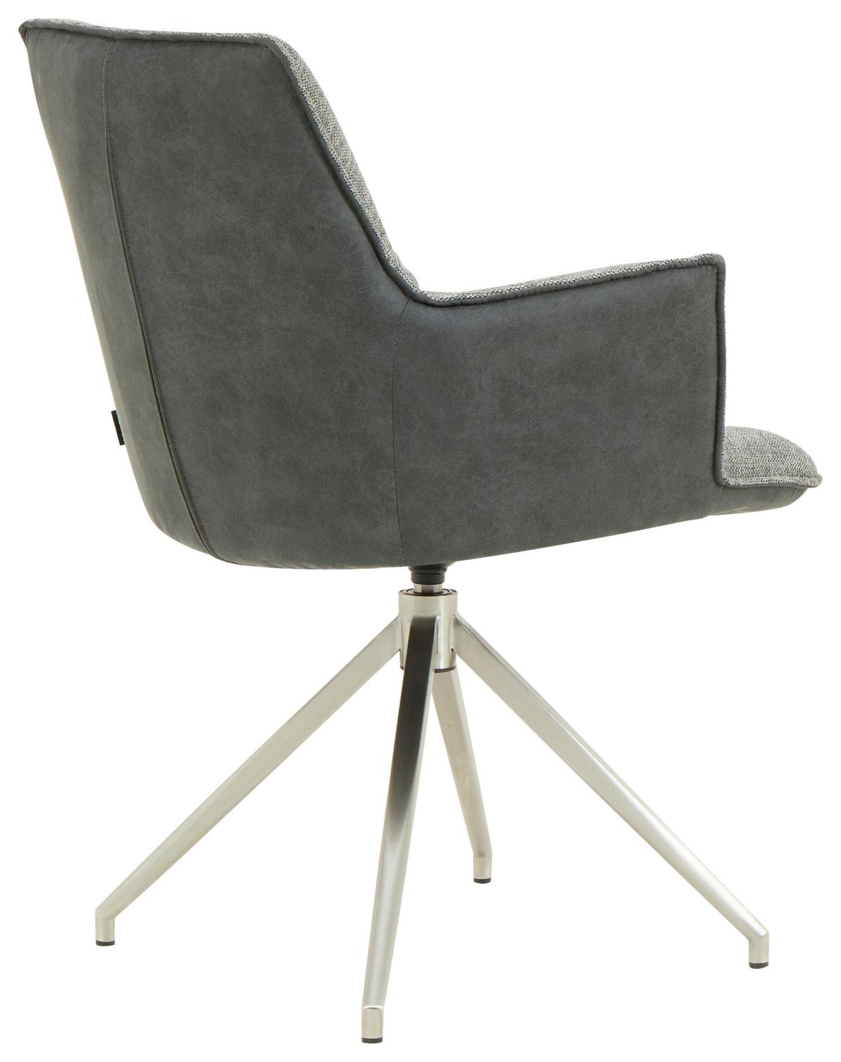 KRZESŁO Z PODŁOKIETNIKAMI OSAKA 2.0 - antracytowy/kolor stalowy, Design, metal/tkanina (59/89,5/63cm) - Novel