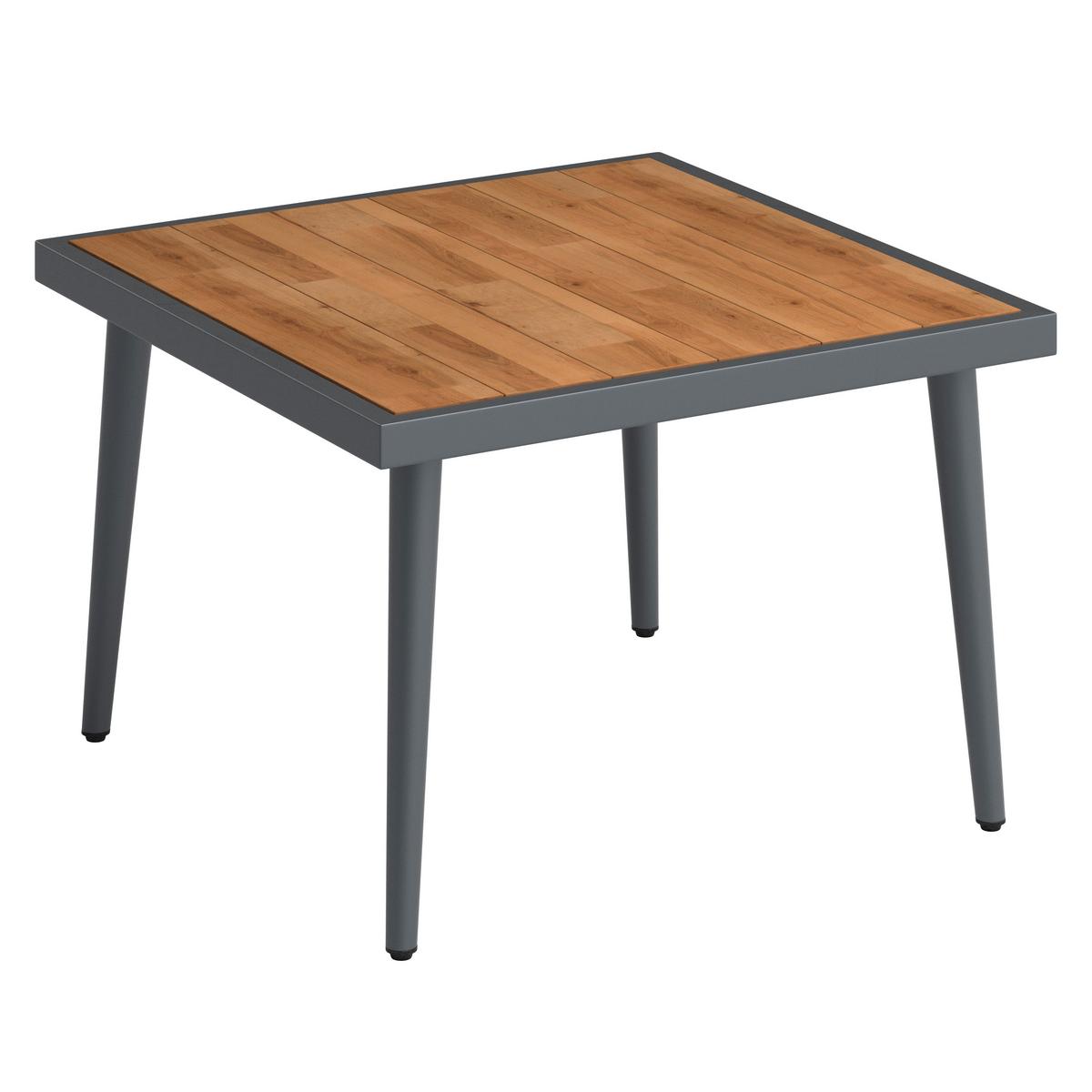 Loungegarnitur-Set Sallie Grau Holz/Metall/Outdoorstoff - Schwarz/Naturfarben, MODERN, Holz/Metall (205/76,5/58,5cm) - Bessagi Garden