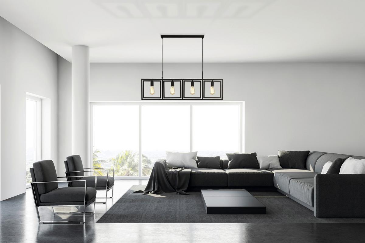 Függőlámpa Plaza 23203-4bk - fekete, Lifestyle, fém (113,5/25/150cm)