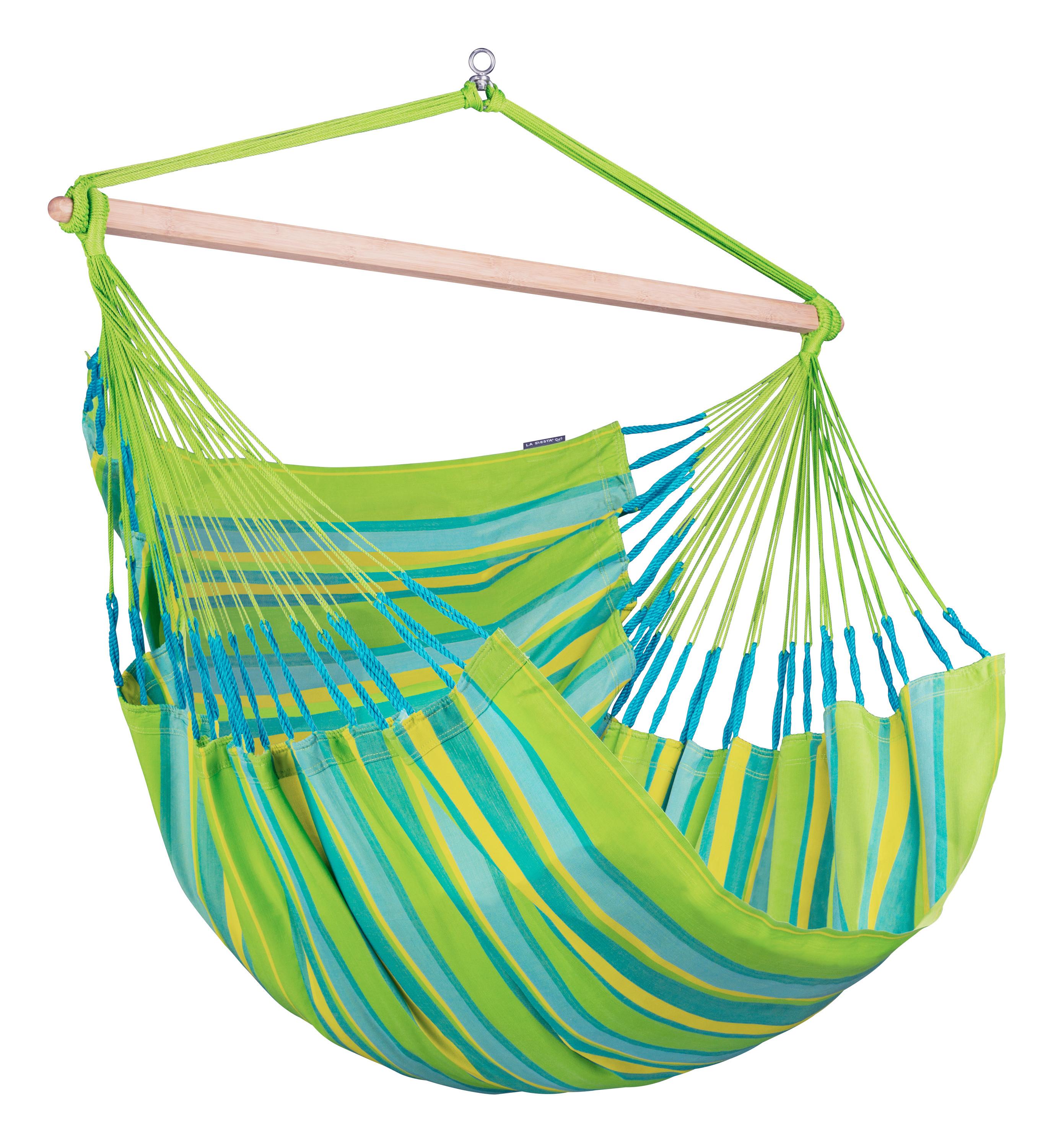 Hängesessel Kingsize Hammock Echtholz Gelb/Grün - Gelb/Hellgrün, KONVENTIONELL, Holz/Textil (140/170/210cm) - La Siesta