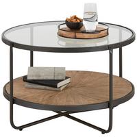 STOLIK KAWOWY VETRO -TREND- - kolor naturalny/czarny, Lifestyle, materiał drewnopochodny/metal (70/45/70cm) - Zandiara