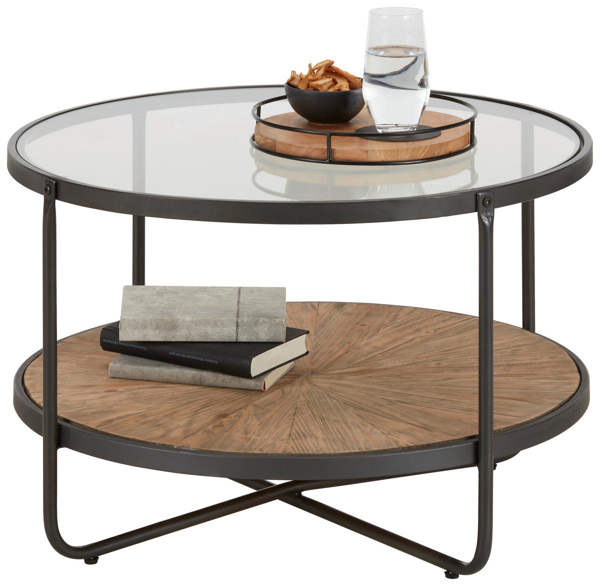 STOLIK KAWOWY VETRO -TREND- - kolor naturalny/czarny, Lifestyle, materiał drewnopochodny/metal (70/45/70cm) - Zandiara