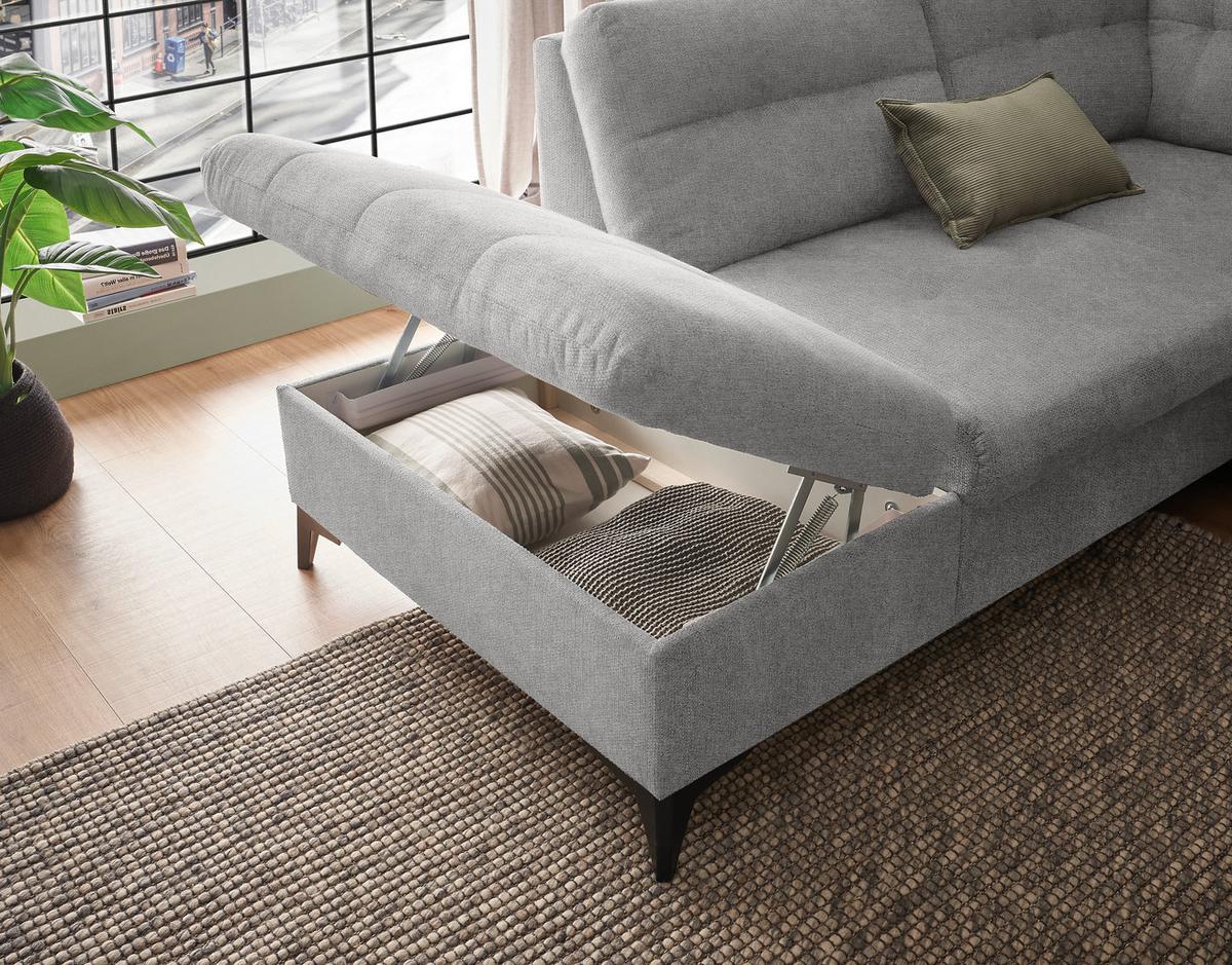 Wohnlandschaft Durban U ca. 218x324x170 cm Grau - Schwarz/Grau, KONVENTIONELL, Kunststoff/Textil (218/324/170cm) - MID.YOU