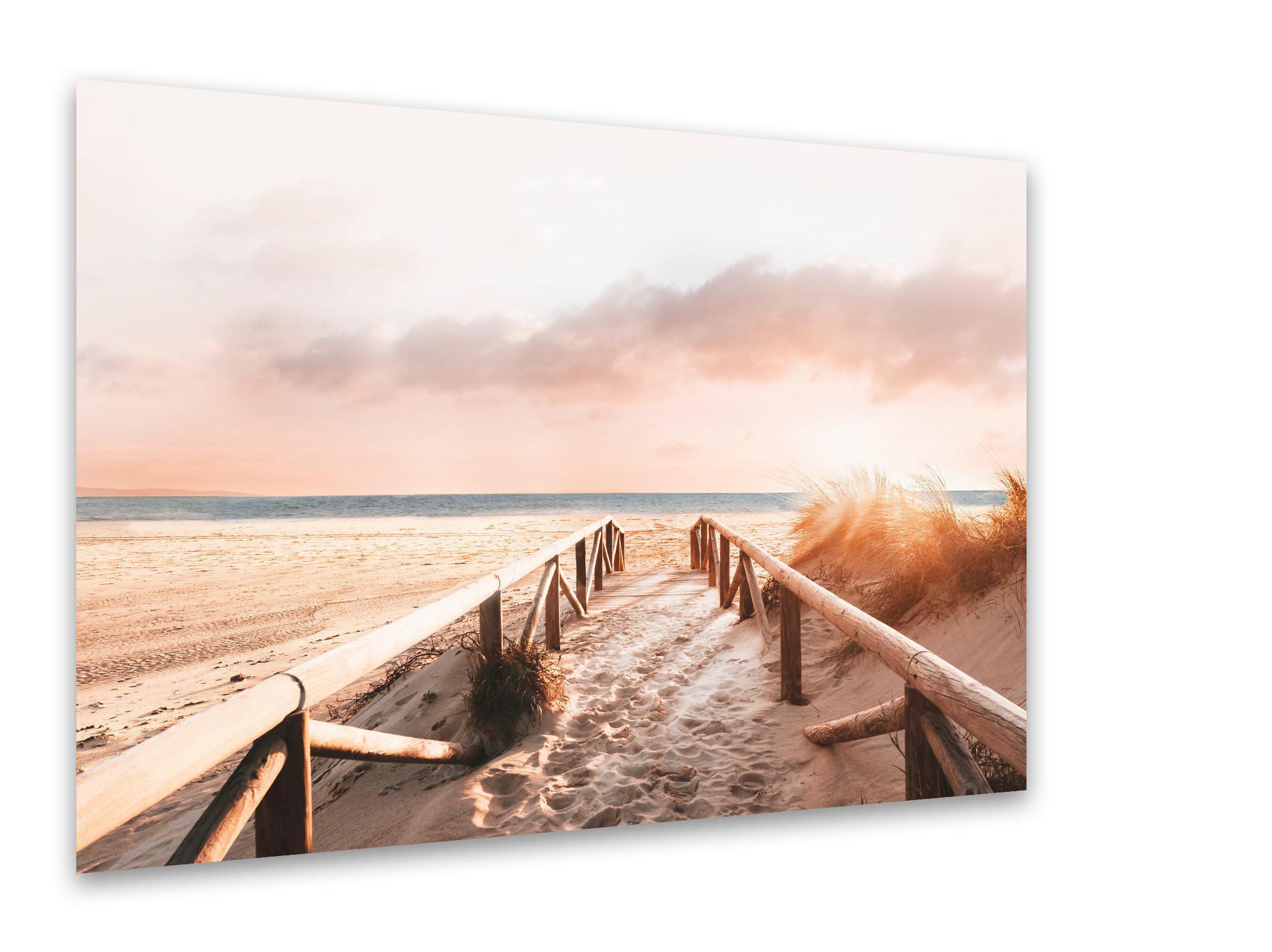 Glasbild Vetro ca. 70x100cm - Beige/Weiß, Glas/Papier (100/70cm) - Modern Living