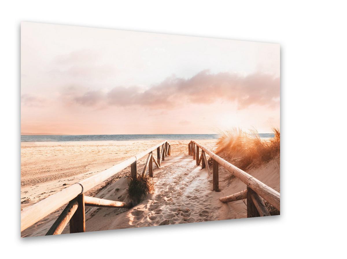 Glasbild Vetro ca. 70x100cm - Beige/Weiß, Glas/Papier (100/70cm) - Modern Living