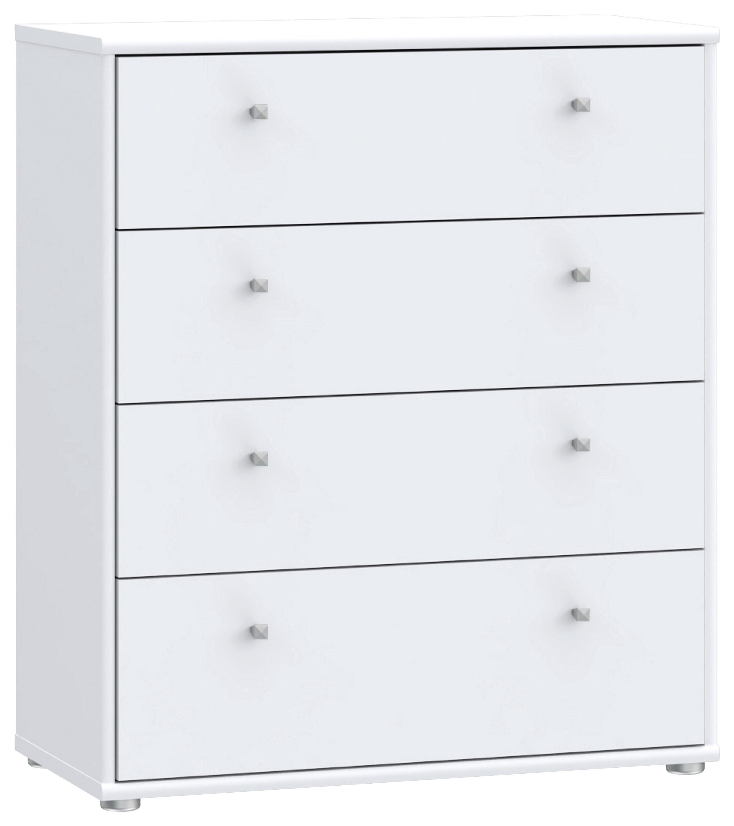 Komoda Tempra 2, Bela - bela/barve aluminija, Design, leseni material (73,7/85,5/34,8cm)
