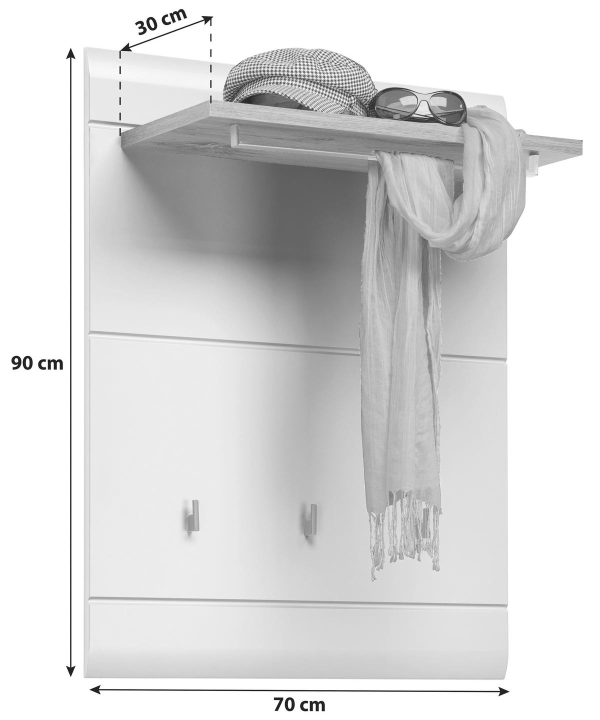 Panou cuier Auris - alb, Modern (70/90/30cm) - Modern Living