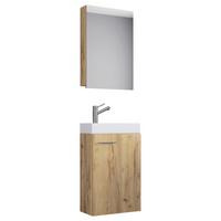 Kopalnica Slito, Hrast - bela/medeni hrast, Moderno, leseni material/keramika (41cm) - MID.YOU