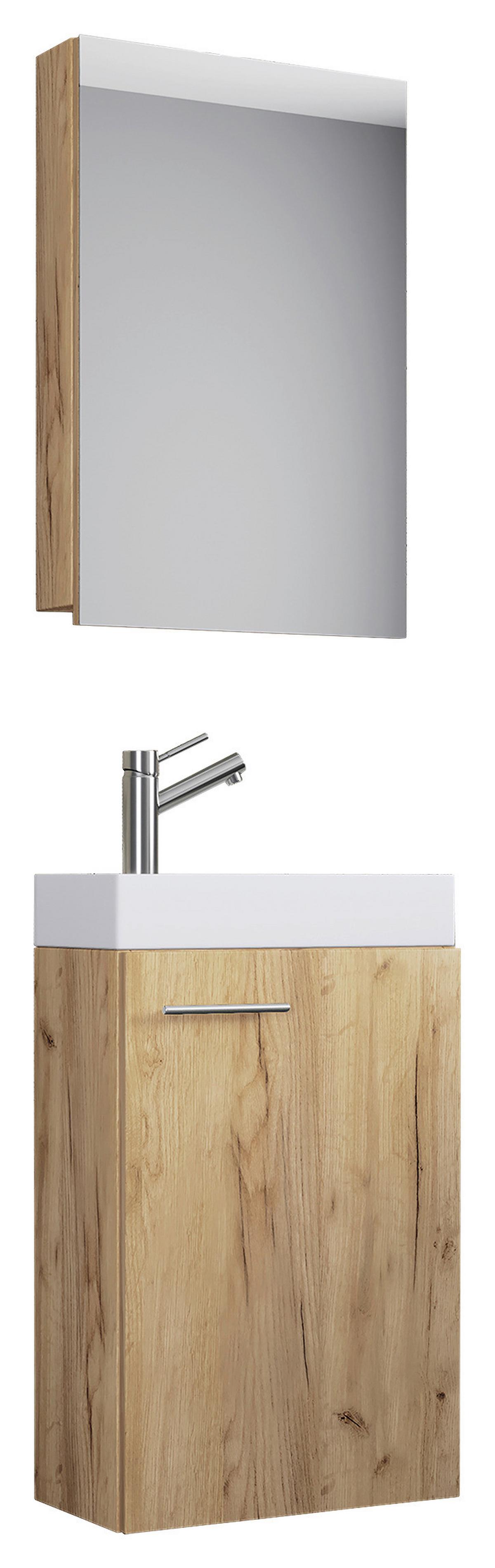 Kopalnica Slito, Hrast - bela/medeni hrast, Moderno, leseni material/keramika (41cm) - MID.YOU