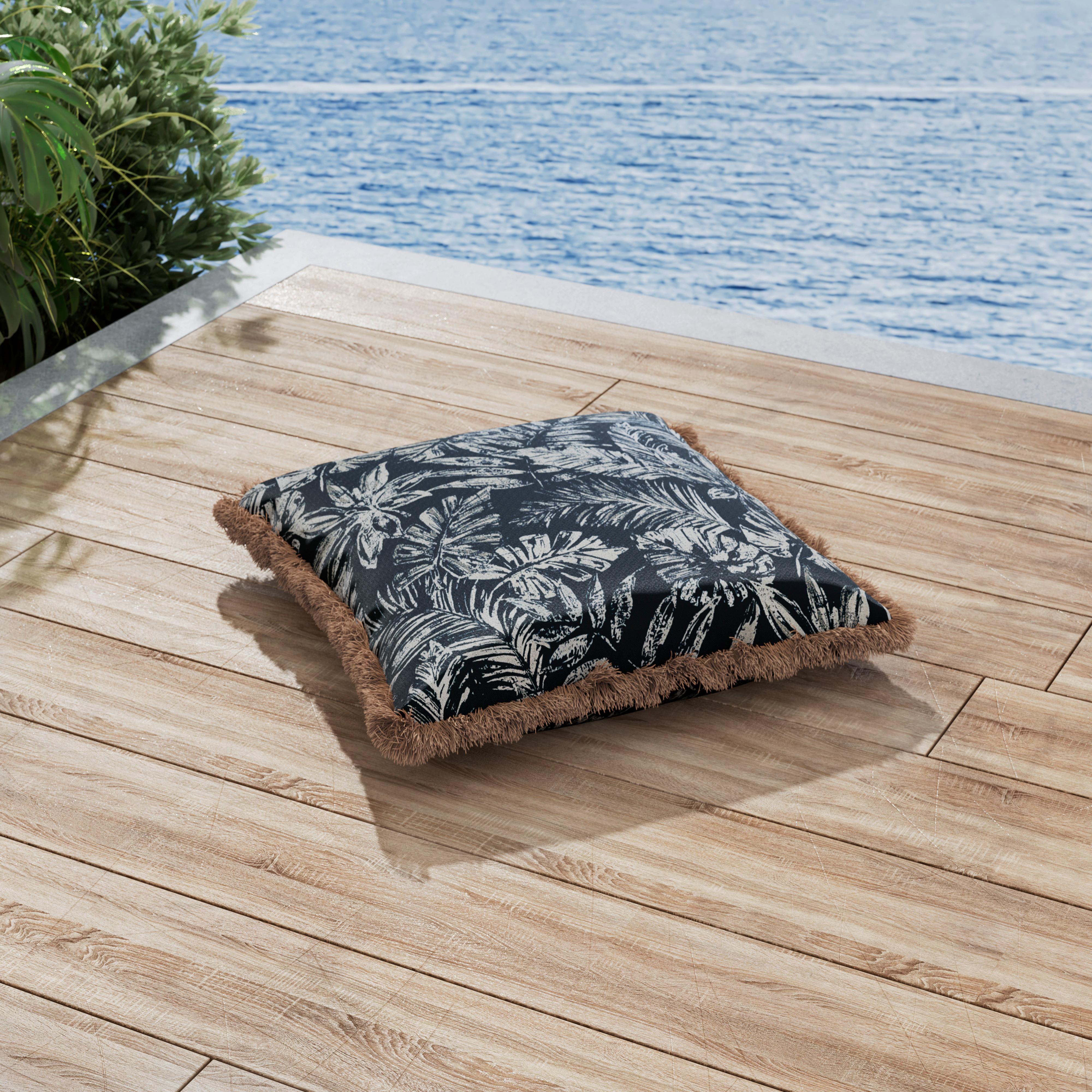 Outdoorkissen Nadia Blau/Weiß ca. 50x50 cm - Blau/Weiß, MODERN, Textil (50/50/10cm) - Bessagi Garden