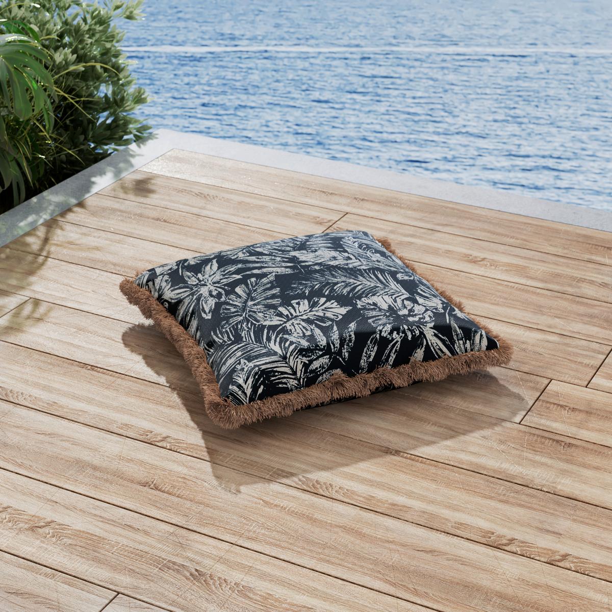 Outdoorkissen Nadia Blau/Weiß ca. 50x50 cm - Blau/Weiß, MODERN, Textil (50/50/10cm) - Bessagi Garden