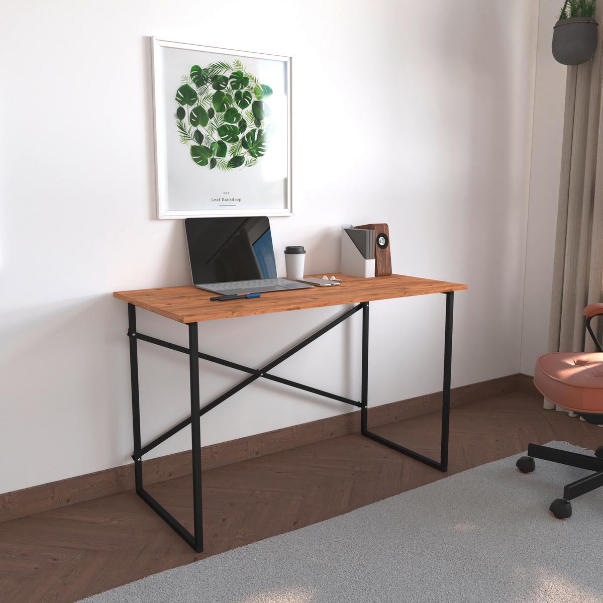 SCHREIBTISCH INSASI - Honigeiche/Schwarz, Design, Holzwerkstoff/Metall (90/75/50cm) - MID.YOU