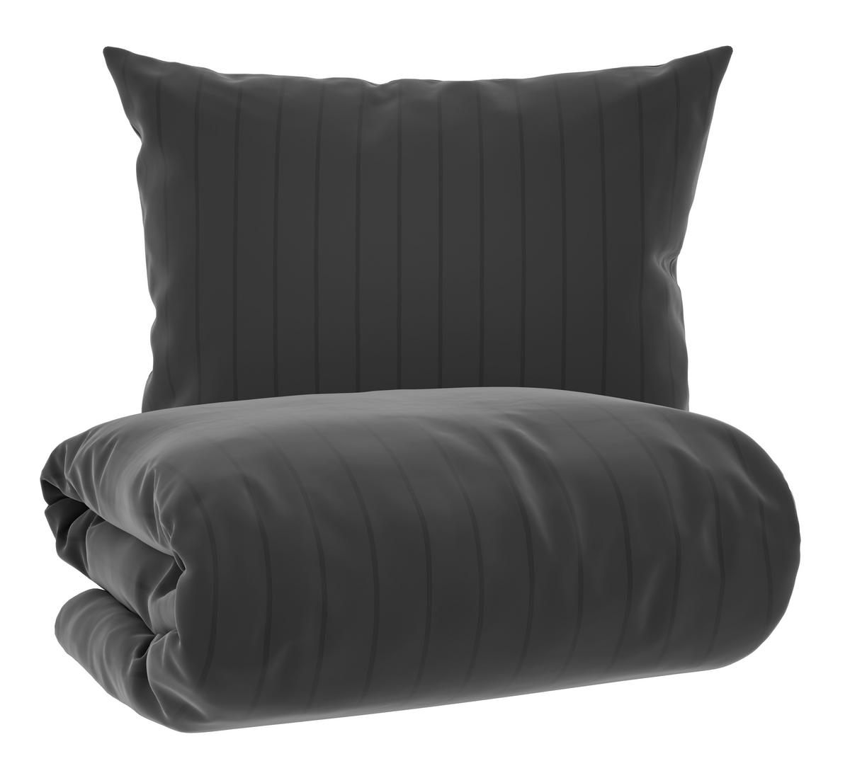 Lenjerie de pat Dobby Streif cca. 140x200/50x70 cm - negru, textil (200/140cm) - Mömax