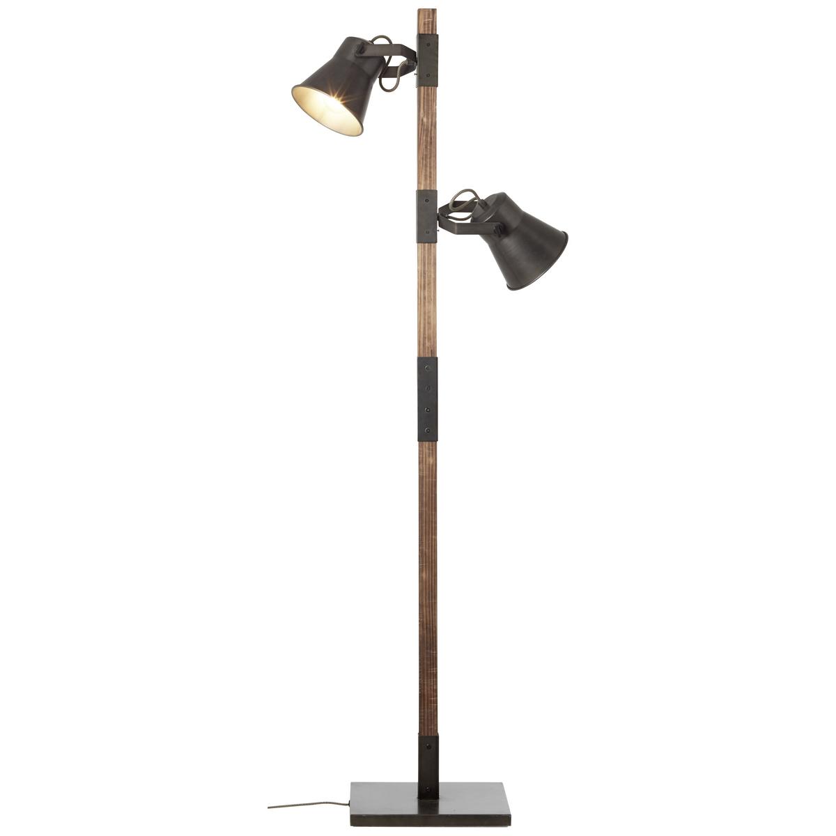 Stehleuchte Plow max. 10 Watt - Schwarz, Design, Holz/Metall (51/153,5cm) - Brilliant