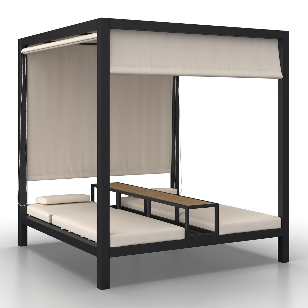 Sonneninsel Felipa Beige Metall/Outdoorstoff +Abdeckung - Dunkelgrau/Beige, MODERN, Kunststoff/Textil - Bessagi Garden