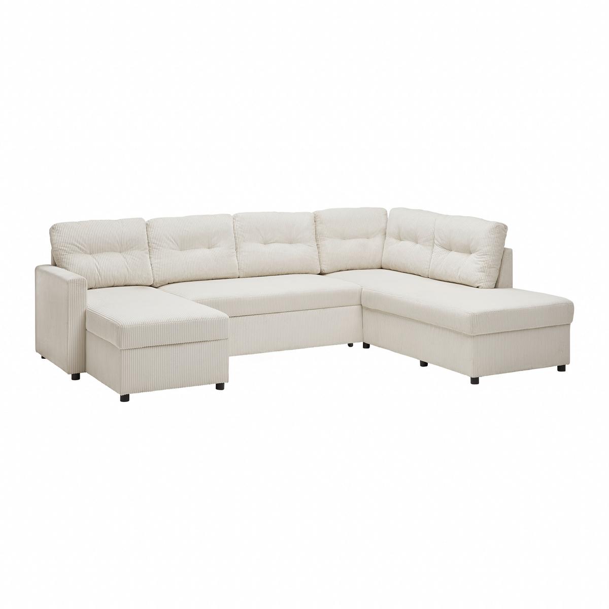 Wohnlandschaft Martina Acv Rechts Pearl - Beige/Schwarz, MODERN, Holz/Holzwerkstoff (276/89/204cm) - Mömax