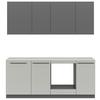 Küchenblock Milino o. E-Geräte Grau - Graphitfarben/Schwarz, Basics, Holzwerkstoff/Kunststoff (210cm) - Visiona