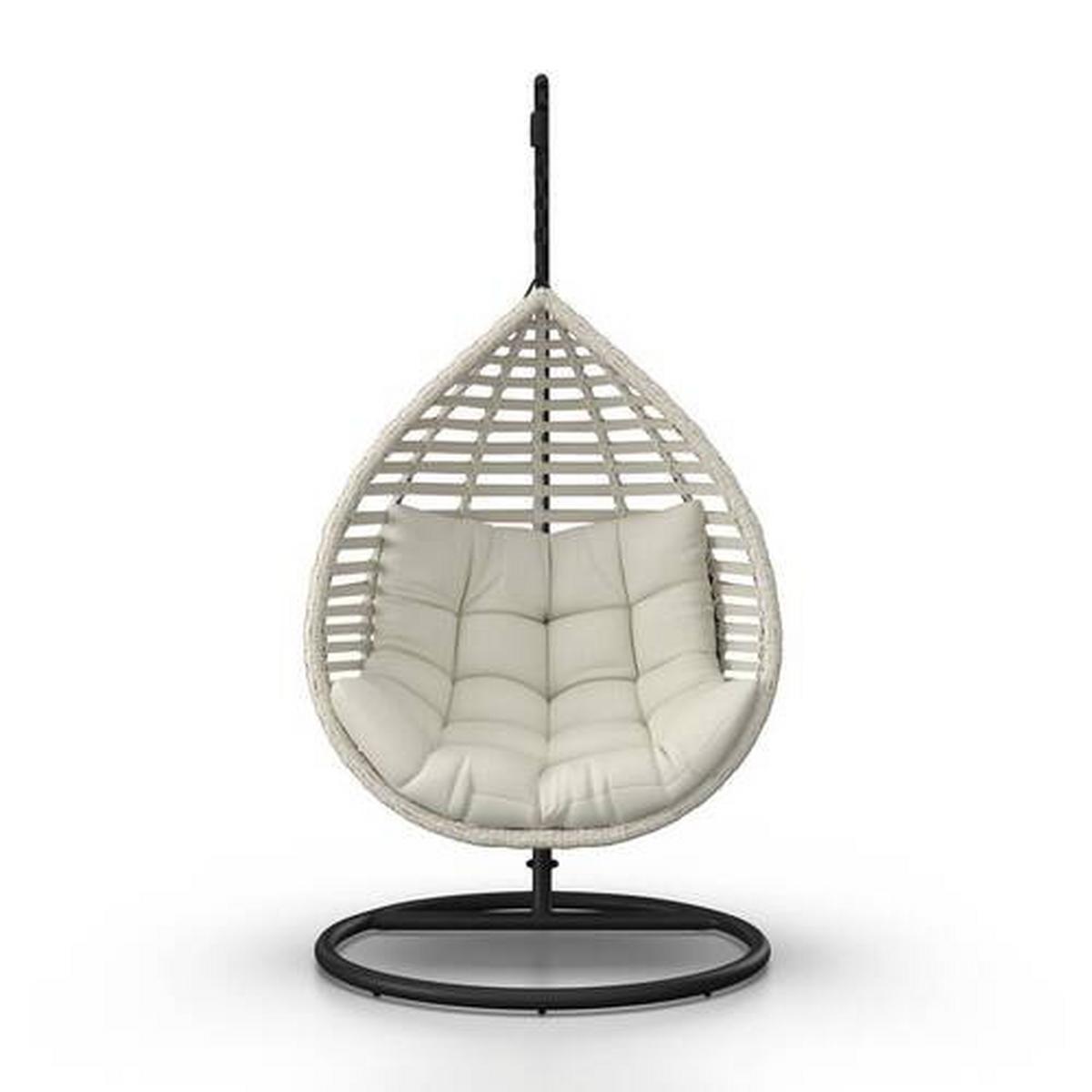 Hängesessel Nancy Creme Metall/Kunststoff/Outdoorstoff - Dunkelgrau/Creme, MODERN, Kunststoff/Textil (105/196/120cm) - Bessagi Garden