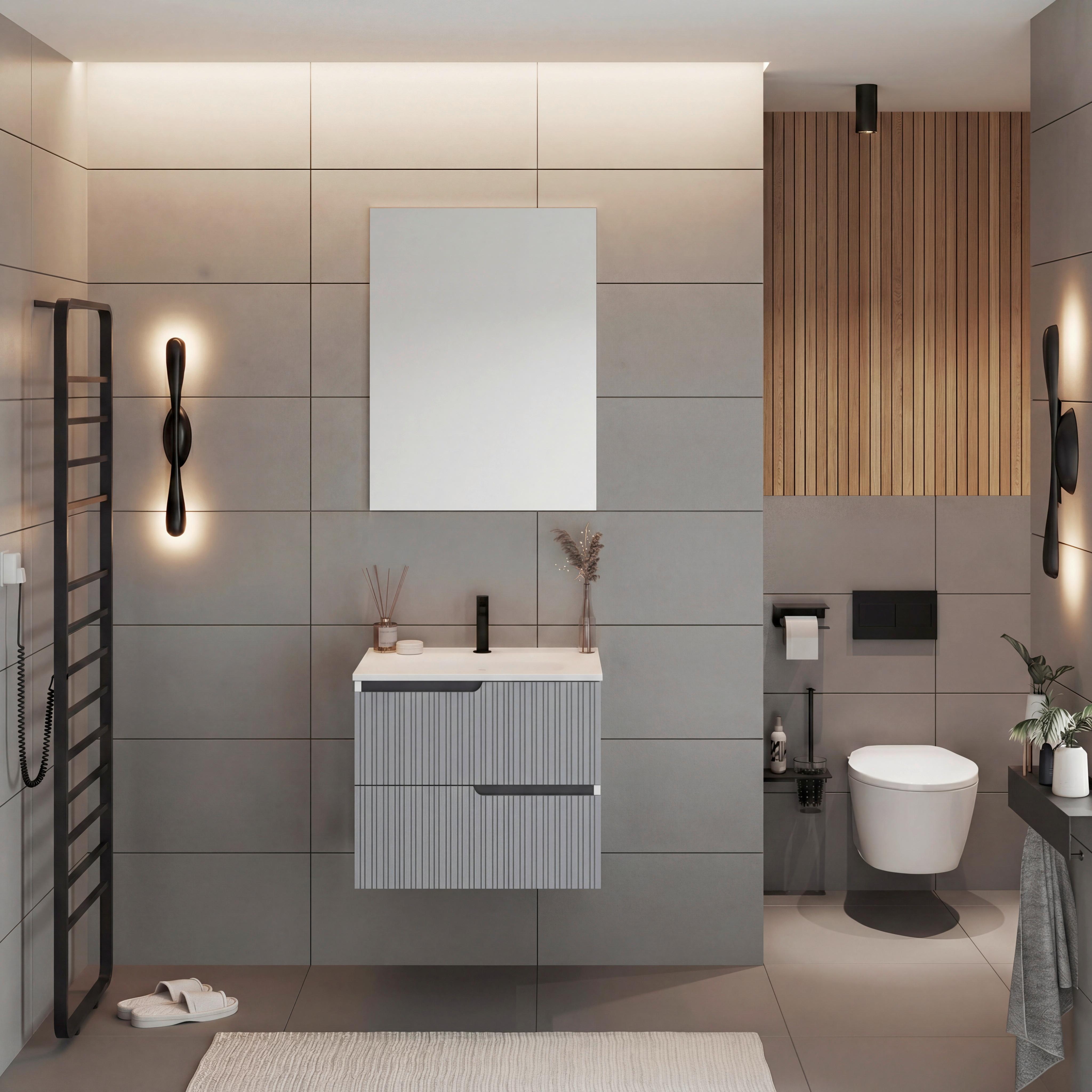 Element Ispod Umivaonika Winter - bijela/boje lave, Moderno, drvni materijal (60/51/46cm)