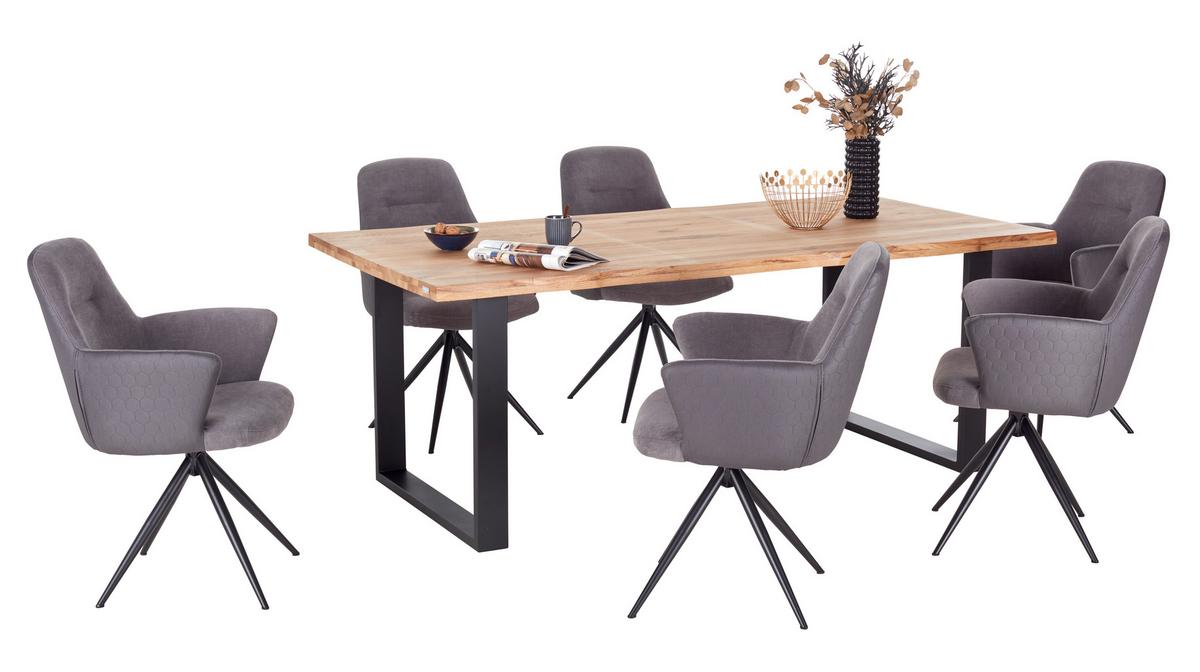 Masă WOOD 200 - culoare natur/negru, Konventionell, lemn/metal (200/75/100cm) - James Wood