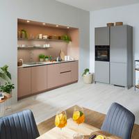 Eckküche Senso/Laser in Taupe/Koralle - Taupe/Koralle, Holzwerkstoff (270/125cm) - Nobilia