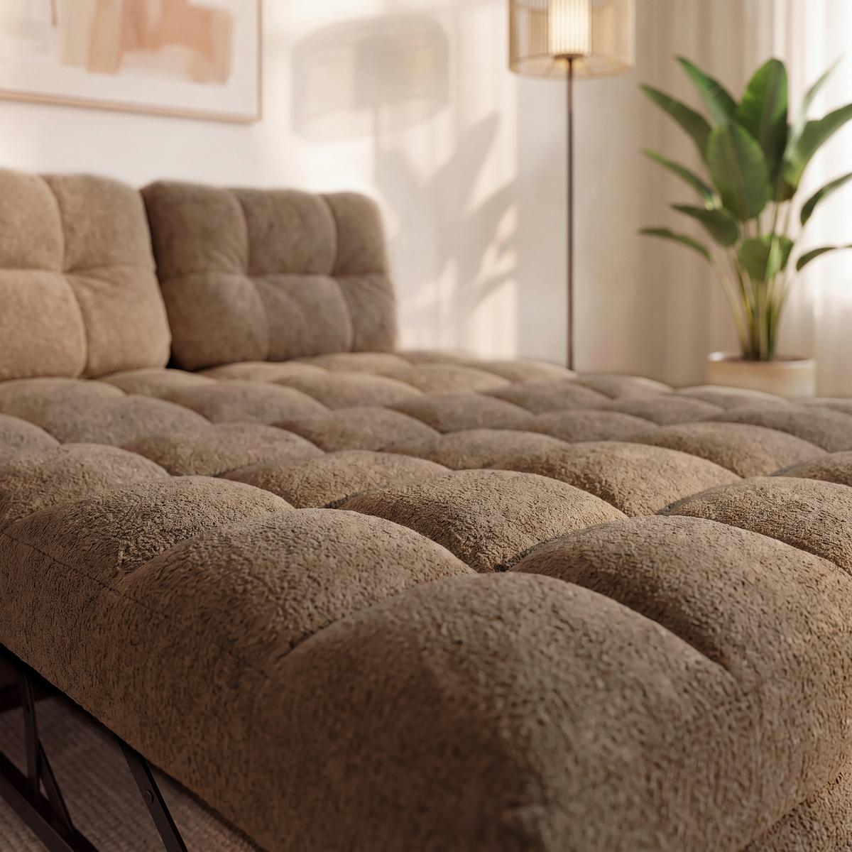 Schlafsofa Liara Webstoff Mokka - Schwarz/Mokka, MODERN, Holz/Textil (137/87/110cm) - Bessagi Home