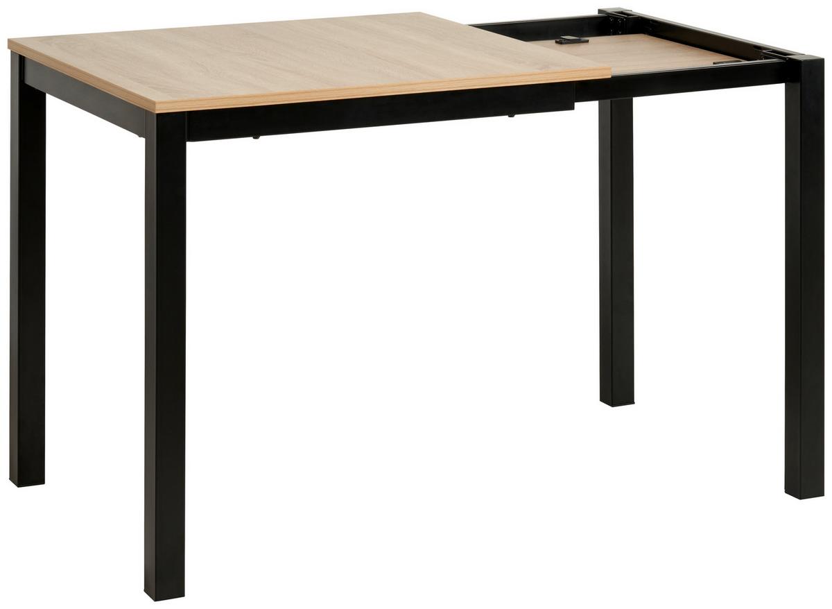 STÓŁ DO JADALNI GINA  AZ - czarny/kolor dębu sonoma, Konventionell, materiał drewnopochodny/metal (80-120/76/70cm) - MID.YOU