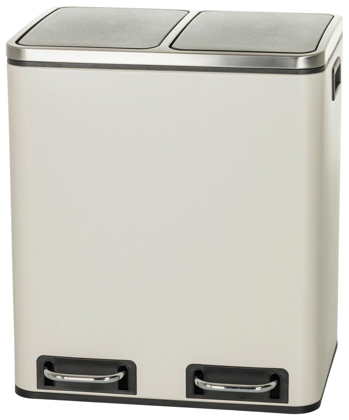 Abfallsammler Clean IX Beige/Schwarz - Beige/Schwarz, MODERN, Kunststoff/Metall (41,5/48/32cm) - MID.YOU