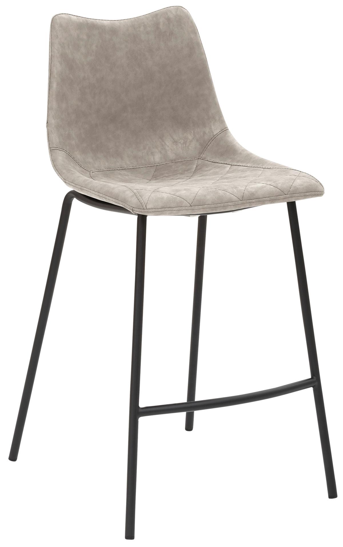 Barhocker My Solo ca. 49x100 cm Hellgrau - Hellgrau/Schwarz, KONVENTIONELL, Textil/Metall (49/99,5/55cm) - MID.YOU