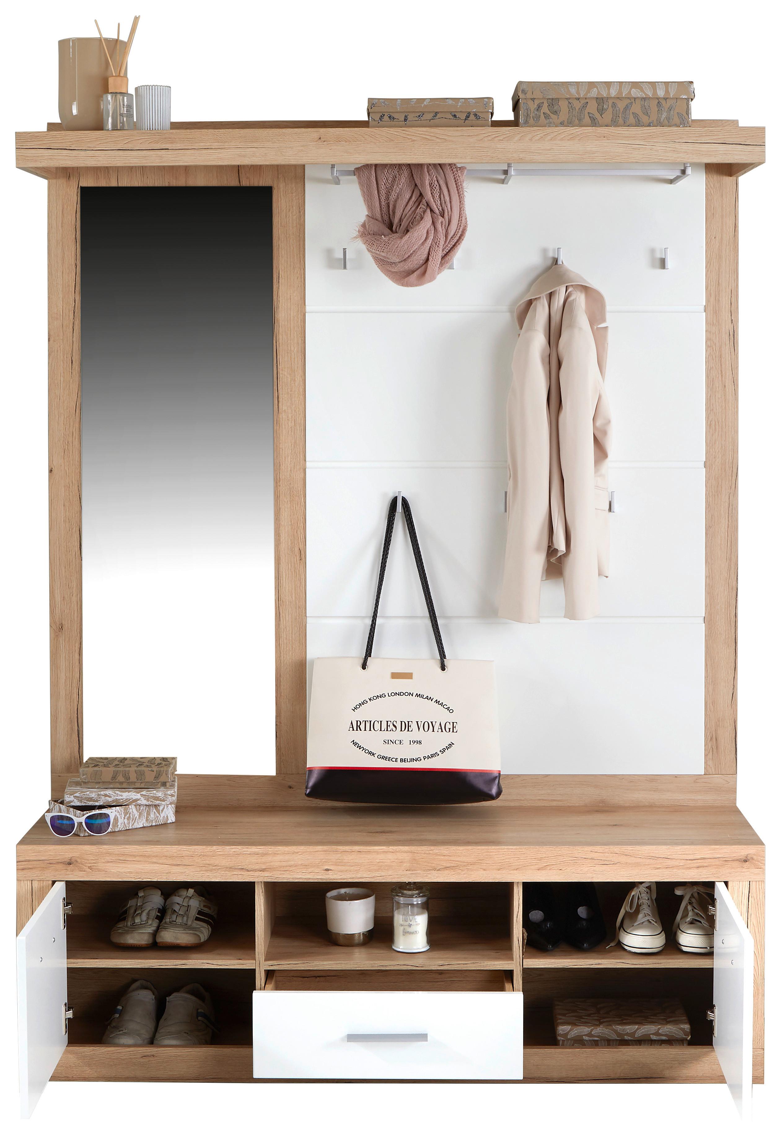 Predsoblje Malta - bijela/boje hrasta, Moderno, drvni materijal (145/197/36cm) - Modern Living