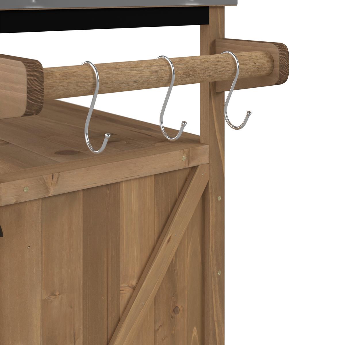 Gartenschrank Ali Tannenfarben aus Echtholz - Tannenholzfarben, MODERN, Holz/Metall (143/92/47cm) - Bessagi Garden