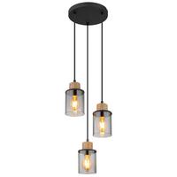 Hängeleuchte Reid max. 15 Watt - Dunkelbraun/Schwarz, Glas/Holz (27/120cm) - Globo