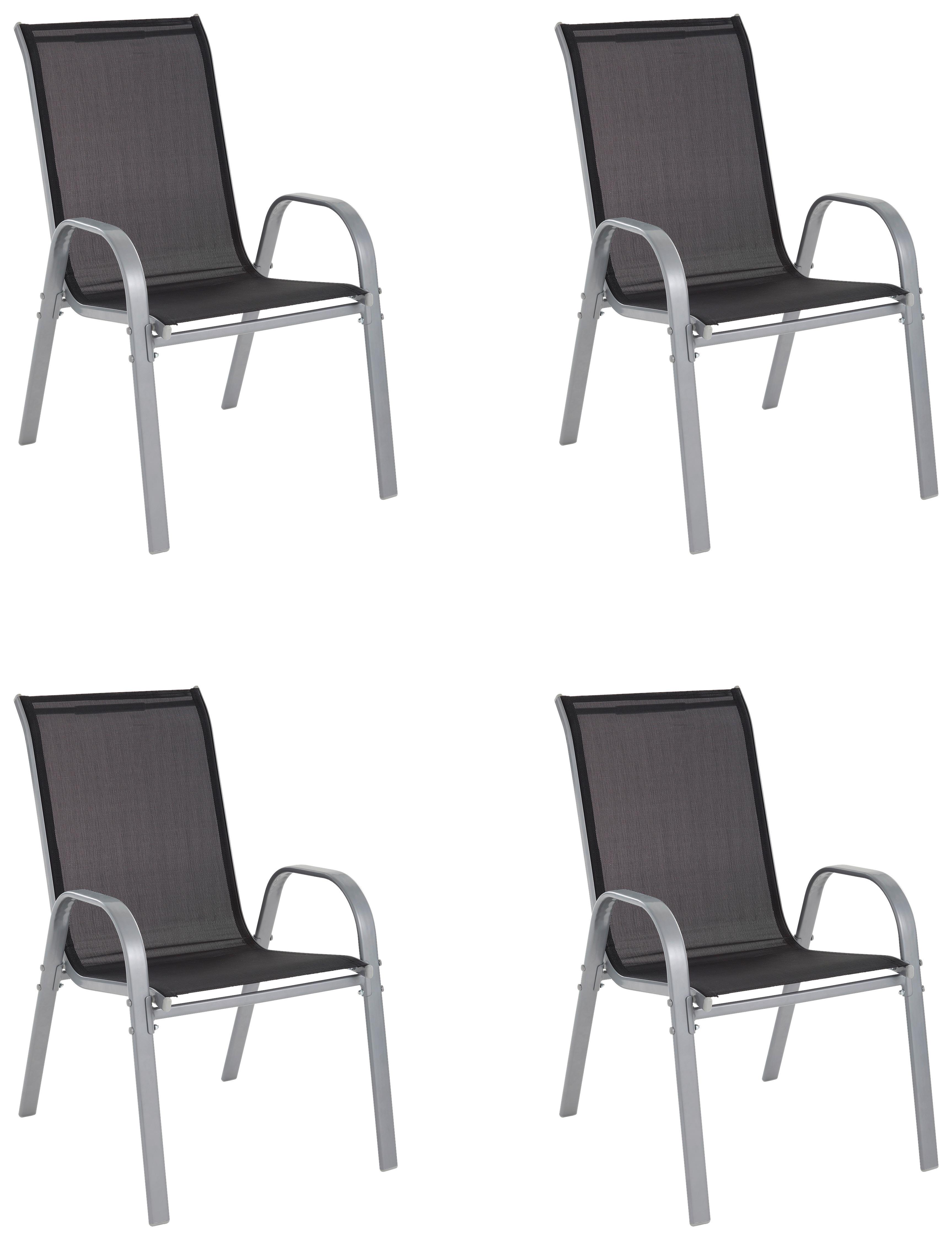 ZESTAW FOTELI OGRODOWYCH CASTIGLIONE - kolor srebrny/czarny, Modern, metal/tkanina (54/94/73cm) - Ambia Garden