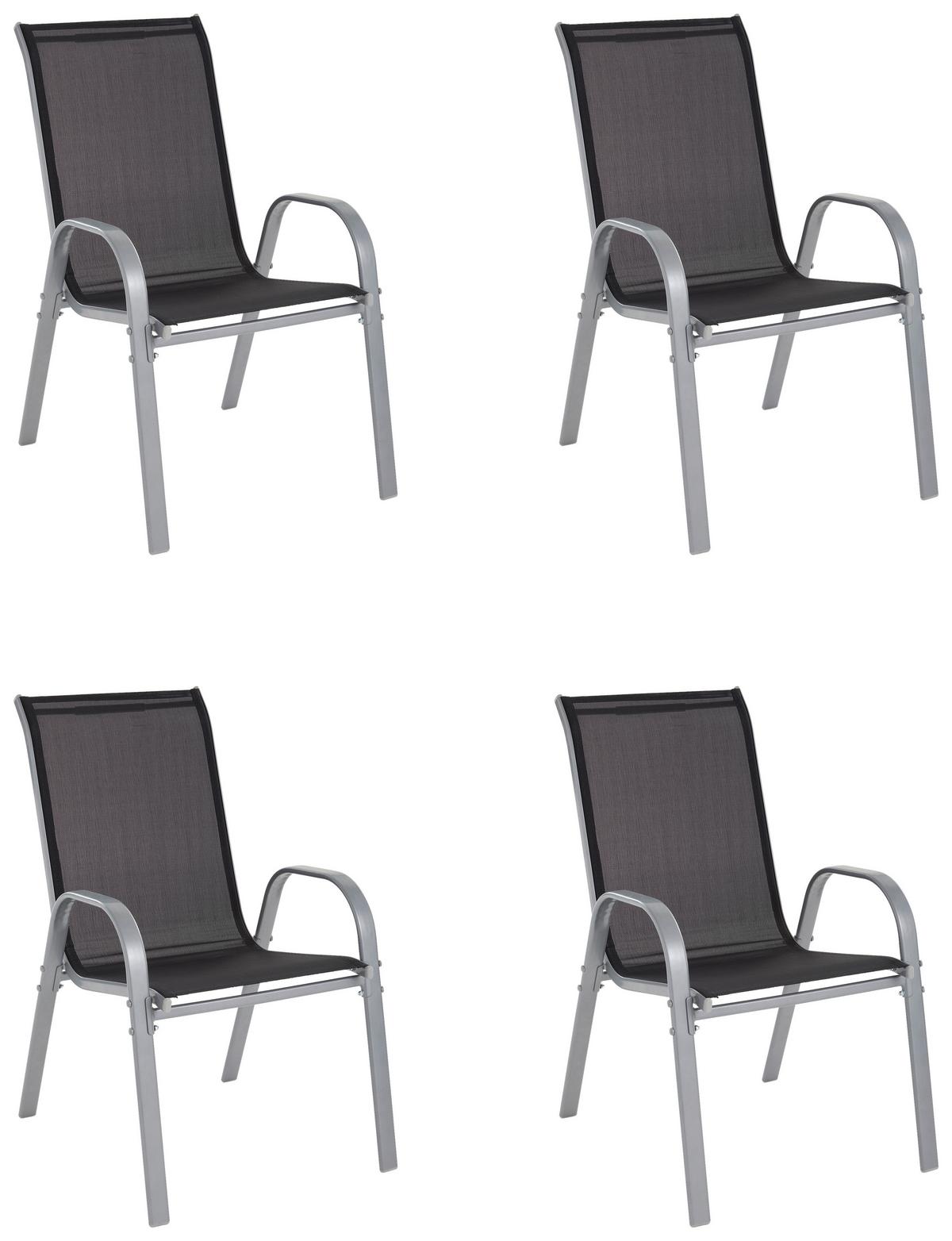 ZESTAW FOTELI OGRODOWYCH CASTIGLIONE - kolor srebrny/czarny, Modern, metal/tkanina (54/94/73cm) - Ambia Garden