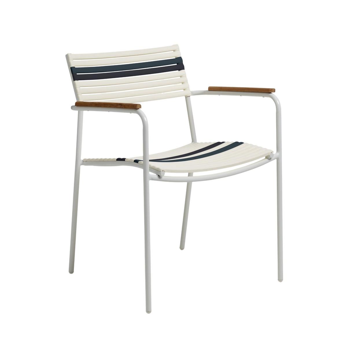 Gartenstuhl Mood Weiß/Schwarz/Teak - Weiß/Naturfarben, Natur, Holz/Kunststoff (60/84/58cm) - Gardenson