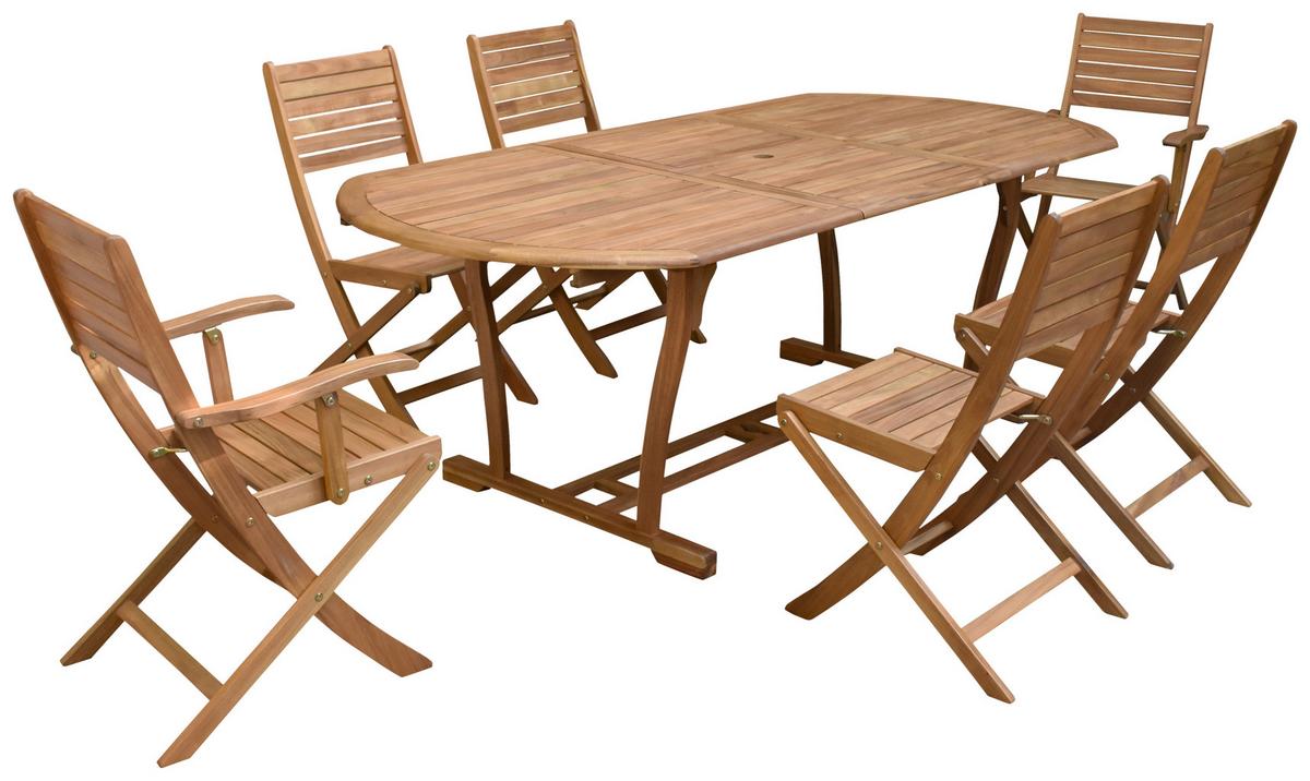 Vrtna Garnitura Kiel, Masivno, Raztegljiva Miza - barva tikovine, Natur, les (160-220/100/74cm) - James Wood