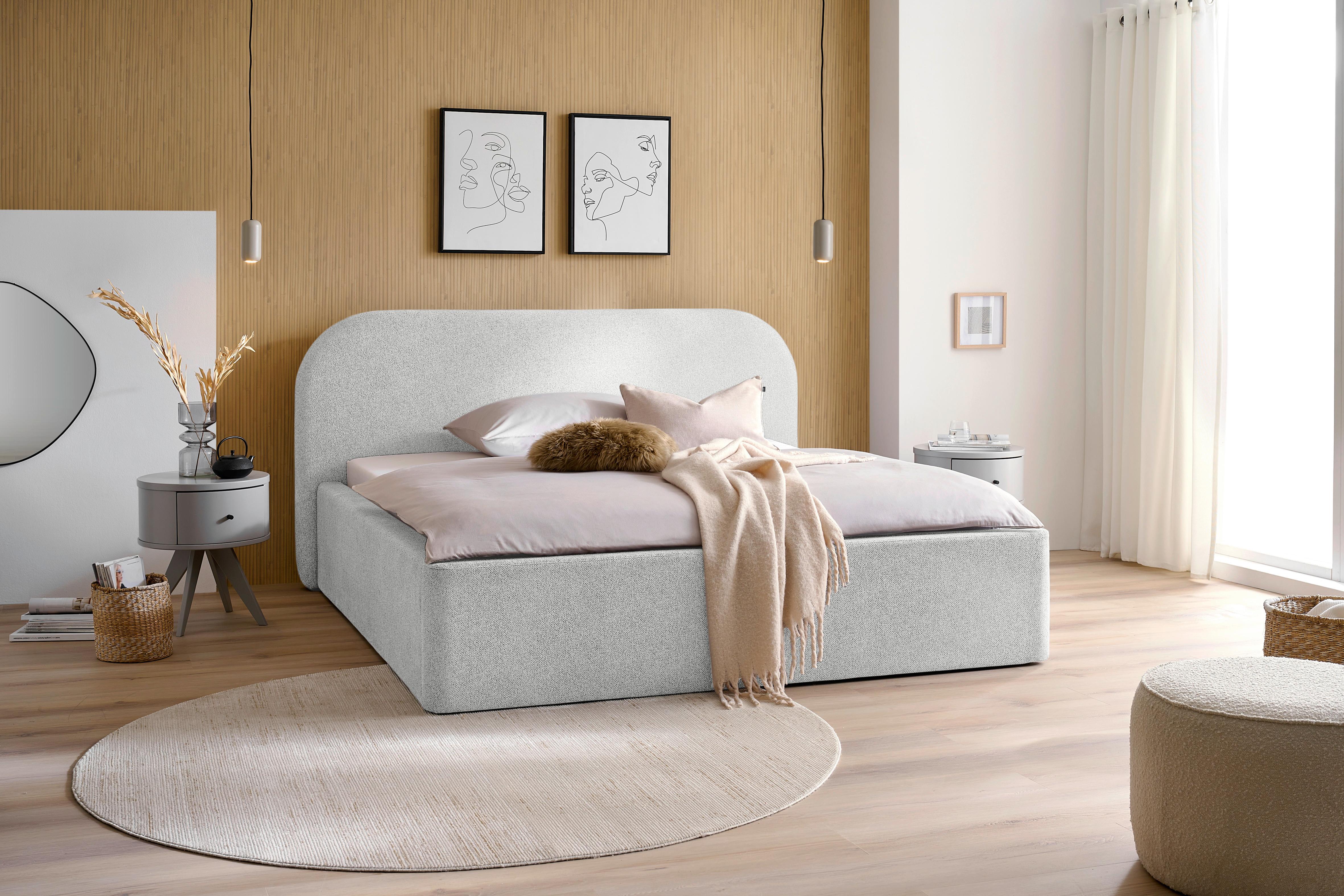 Oblazinjena Postelja - črna/krem barve, Design, tekstil (180/200cm) - Mömax