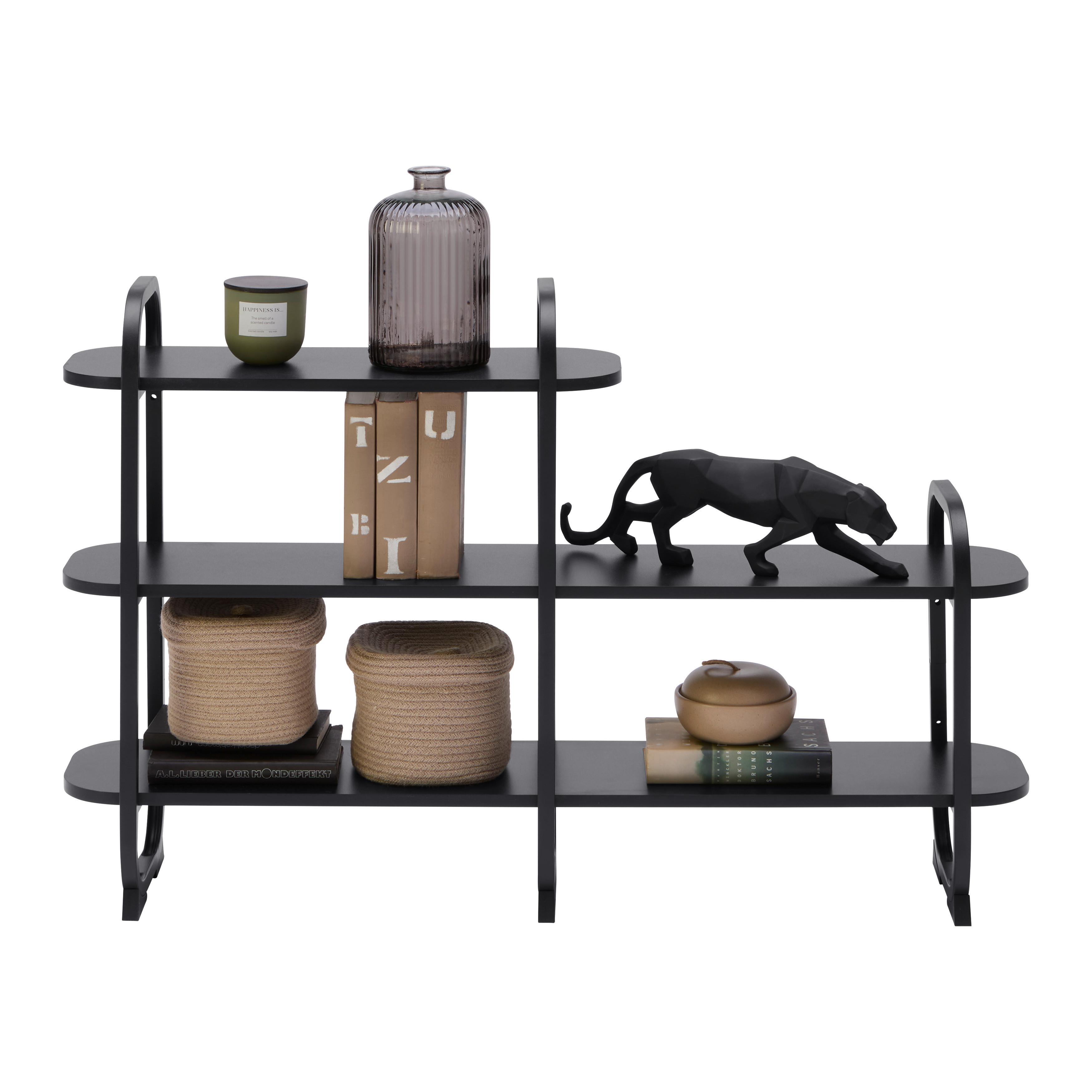 HYLLA BEND -EXKLUSIV- - svart, Modern, metall/trämaterial (115/72/27cm) - Mömax