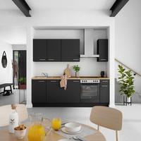Küchenblock Touch Low m. Geräten Schwarz - Edelstahlfarben/Eichefarben, MODERN, Holzwerkstoff/Metall (240cm) - Nobilia