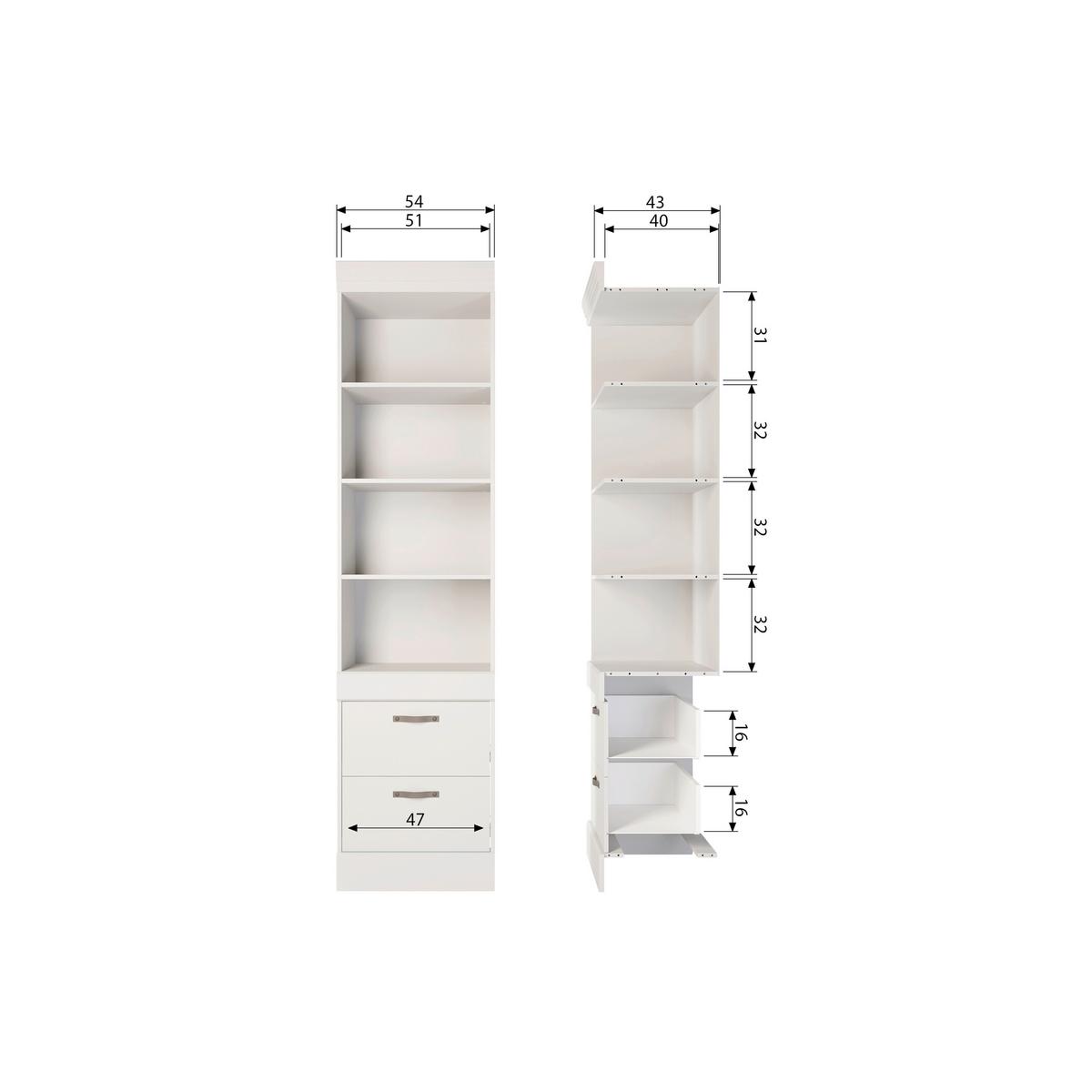 Mehrzweckschrank Bold Weiß - Weiß, Design, Holz (54/215/43cm) - Livetastic