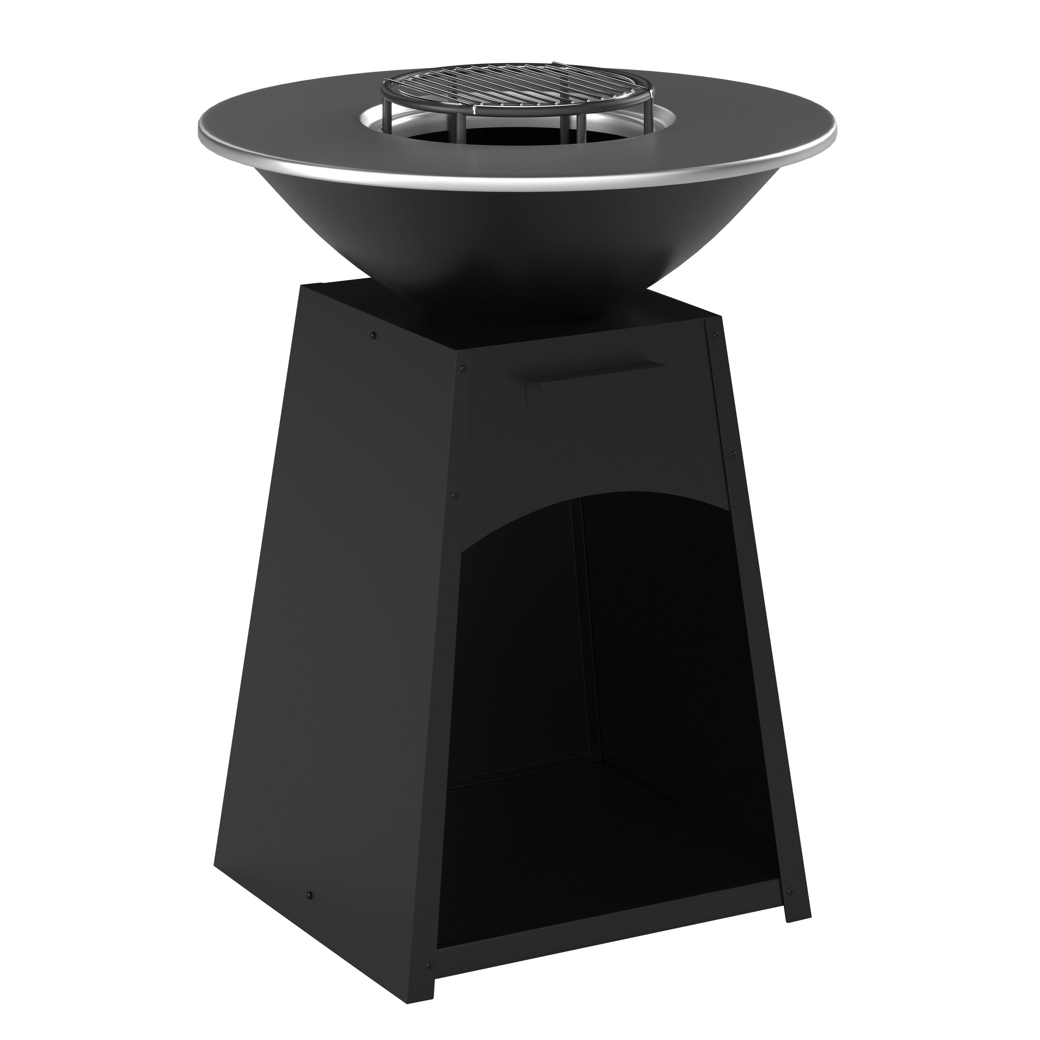 Holzkohlegrill Säule 1 Schwarz - Schwarz, MODERN, Metall (67/67/85cm) - Mömax