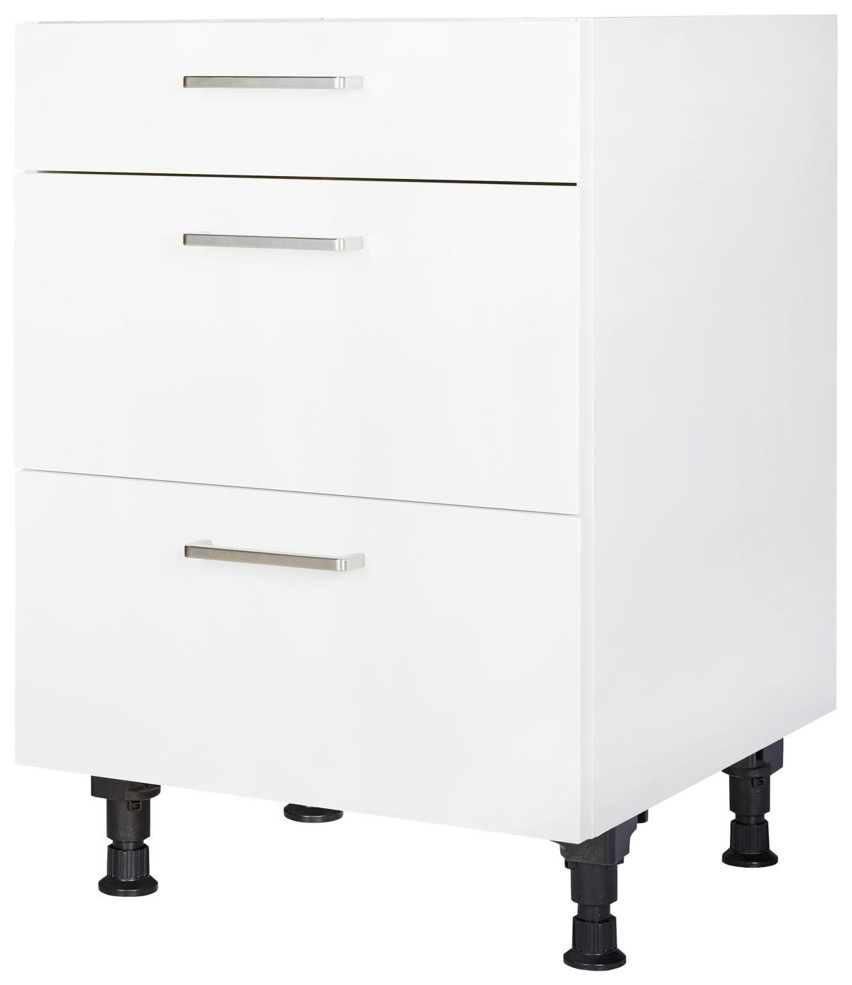 Kochfeldumbauschrank Touch Weiß - Edelstahlfarben/Weiß, MODERN, Holzwerkstoff/Metall (60/87/56cm) - Nobilia